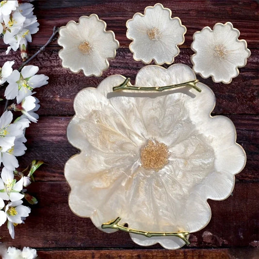 Top Quality Elegant Floral Petal Tray Mold - Silicone Resin & Gypsum Casting Mold with Intricate Petal Design Perfect
