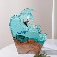 Deep Sea Resin Night Light Sea Turtle Shark Diver Figurines Seabed Tabletop Decor Christmas Gift